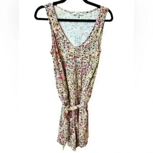J.Garcia Floral Jumpsuit Sleeveless Scoop Neck Stretch  Tie Waist Multi Size M